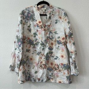 St Tropez West Floral Print Linen Top Lagenlook